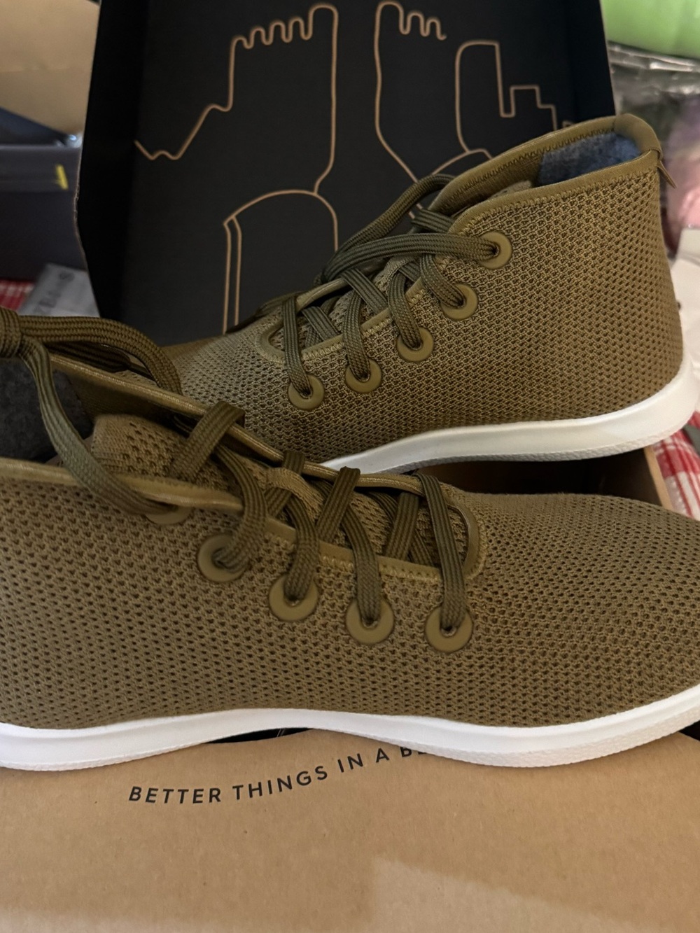 NIB allbirds Olive Green High-Top Sneakers w/White Soles W US 11 EU 41